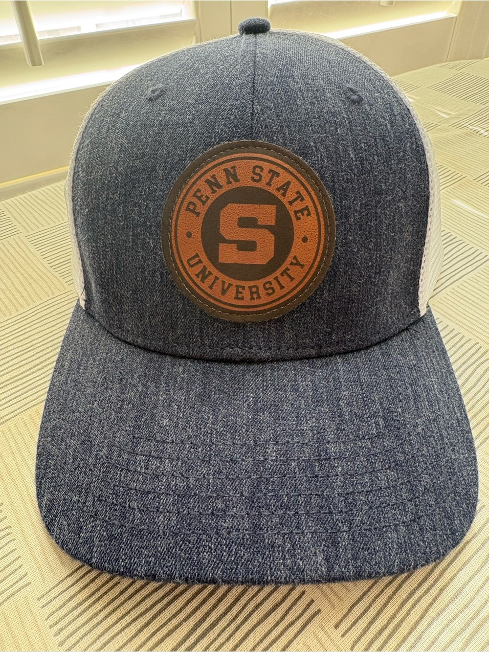 Legacy Blue Denim Trucker Cap Penn State University with Brown Patch